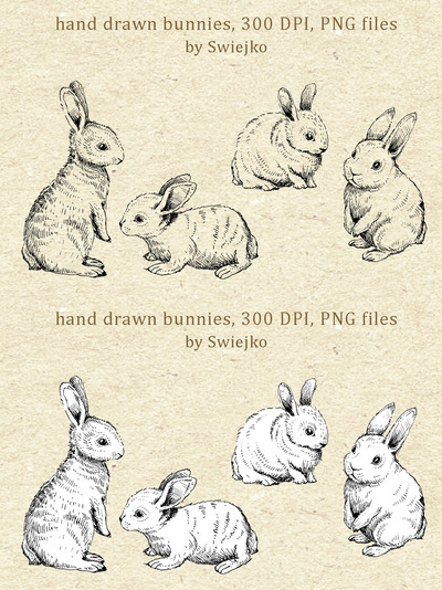 复活节兔子涂鸦包 Easter Bunnies, Doodle