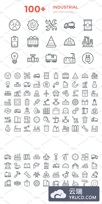 100+工业矢量图标 100+ Industrial Vector Icons