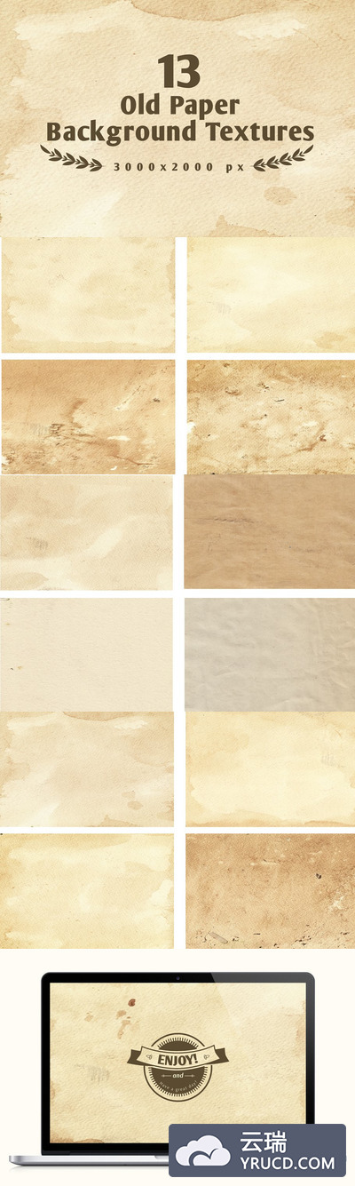 13种风格老式纸张纹理背景 Set of 13 old paper backgrounds
