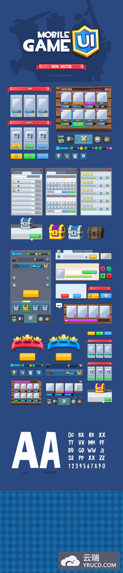 一套休闲类手机游戏UI工具包下载[ai]