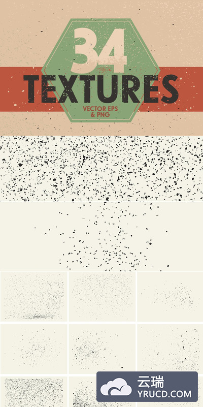 34幅复古斑点纹理 34 Vintage Vector Textures