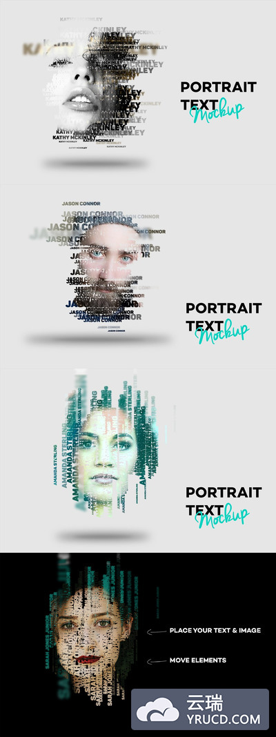 字母特效人像样机 Text Newspaper Mockup