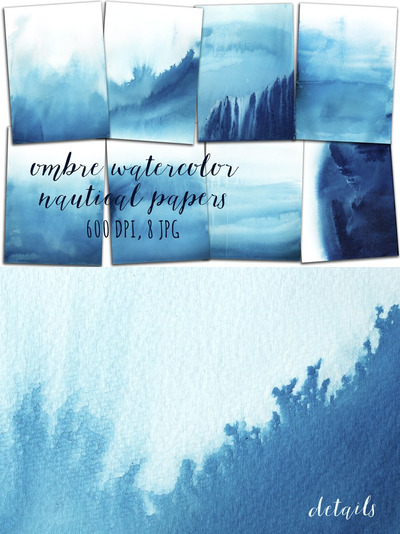 水墨渐变纹理素材 Ombre Watercolor Papers