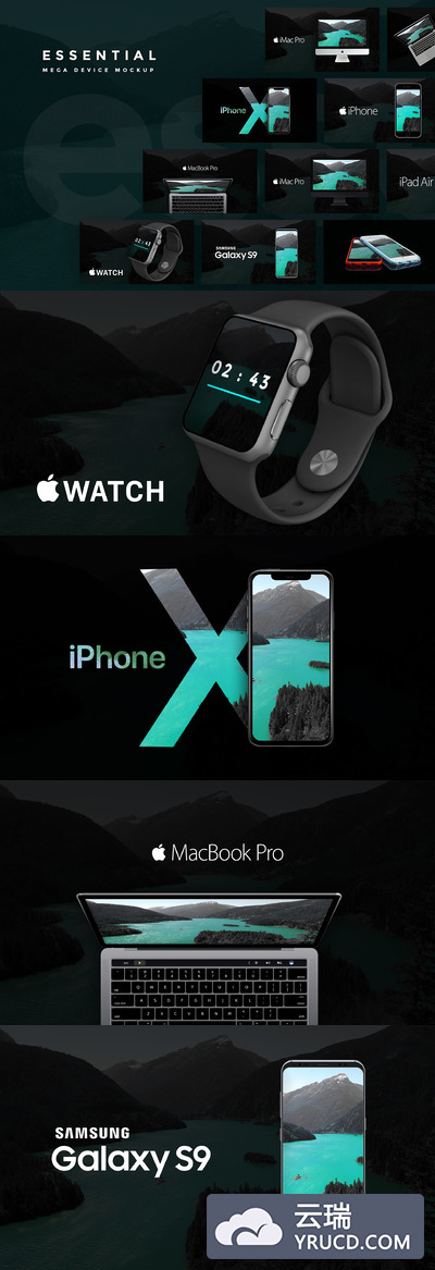 高端的苹果、三星设备模型集Mockup Kit