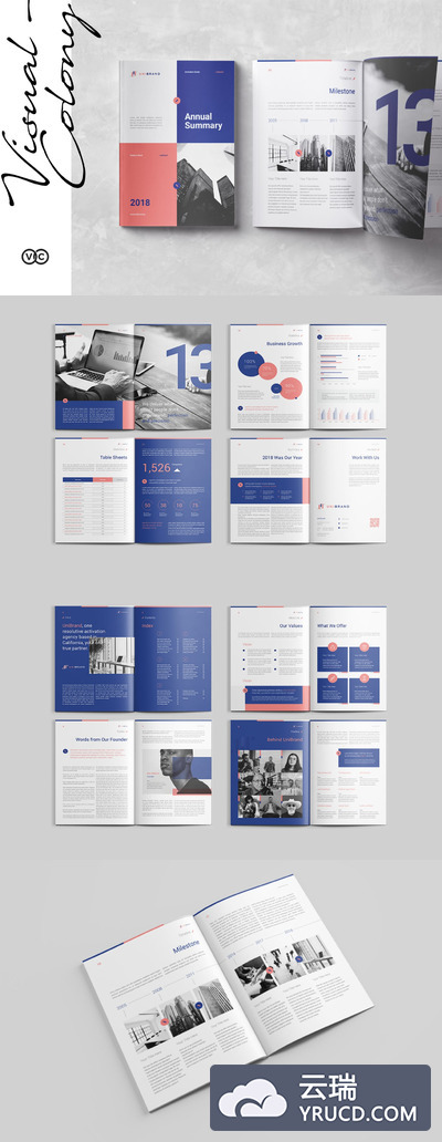 高端时尚多用途的年度报告画册手册楼书品牌手册设计模板