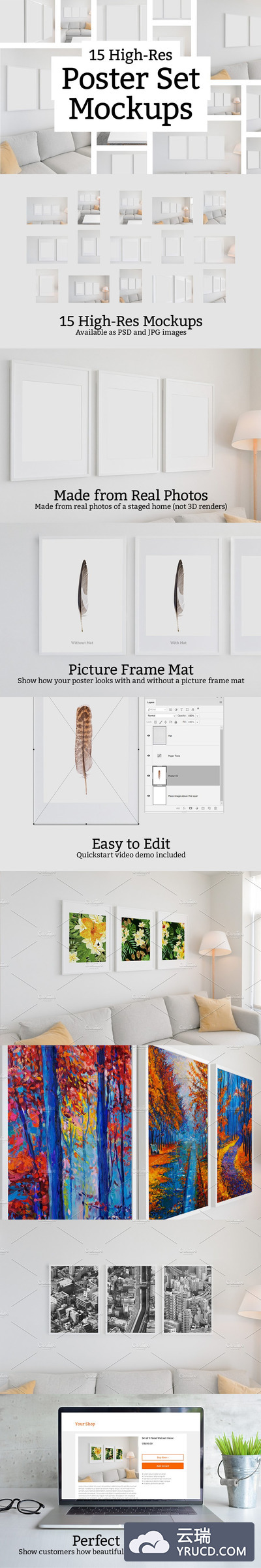 15个海报设计展示样机模型 15 Poster Set Mockups