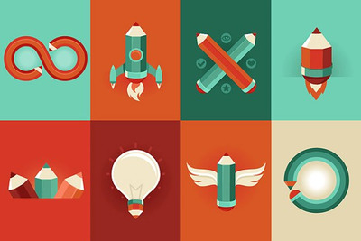 扁平风平面设计理念图标 Design concepts in flat style