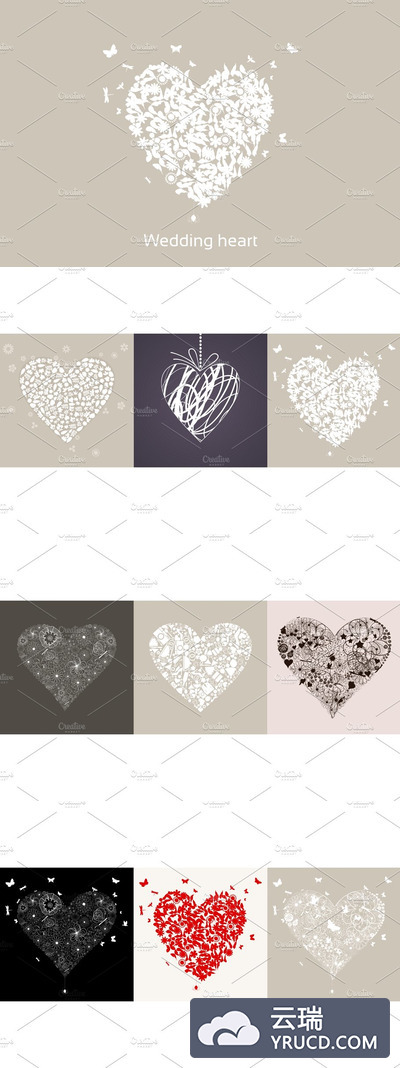 婚礼婚庆素材多样式心形图案素材 Wedding heart