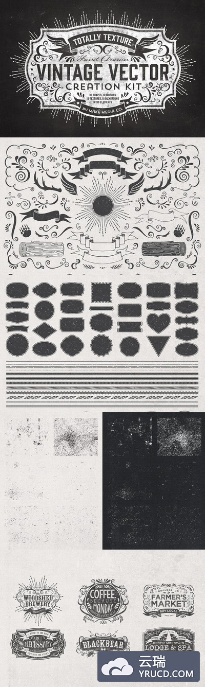 经典的粉笔颗粒纹理素材包 Totally Texture Vector Creation Kit