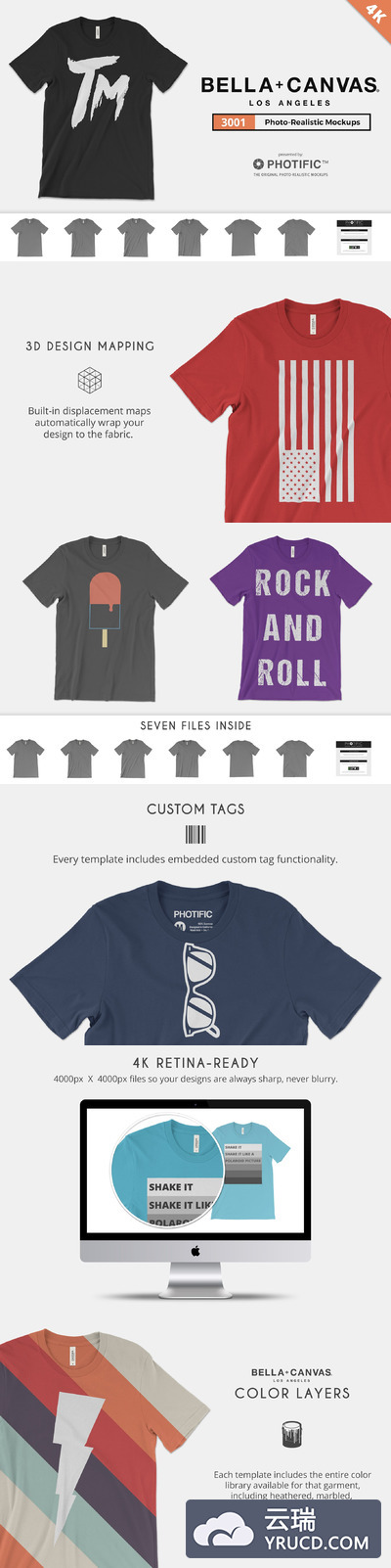 T恤纹样设计展示样机模型Mocups Bella Canvas 3001 T-Shirt Mockups