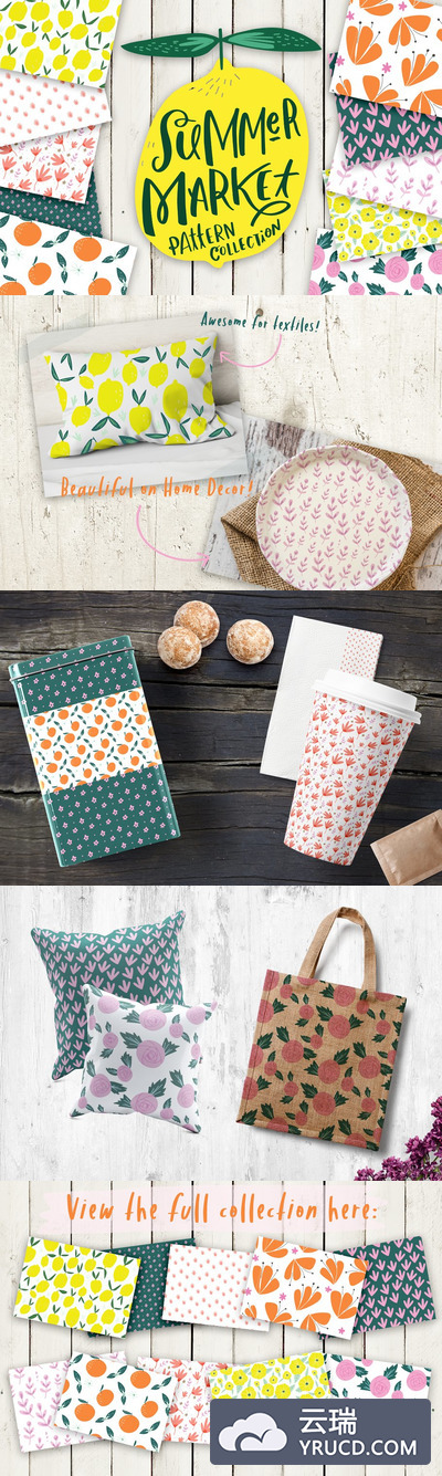 夏天味道的图形背景纹理素材 Summer Illustrated Patterns