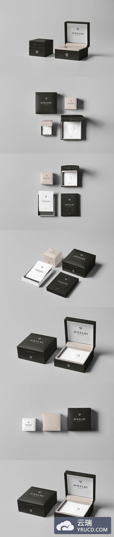 高端钻石钻戒戒指包装VI样机展示模型mockups