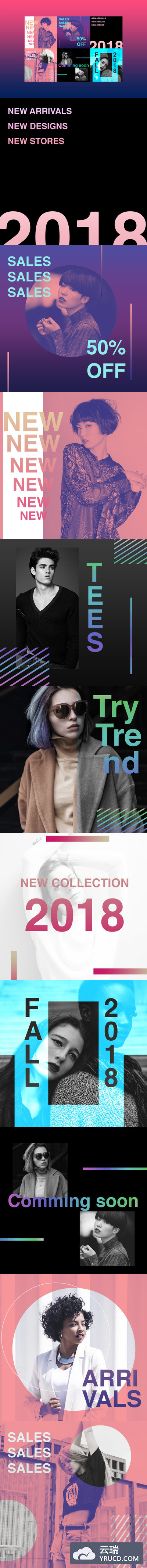 10个高端时尚流行双色调banner社交媒体设计模板