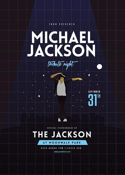 纪念迈克杰克逊的海报模版免费下载[PSD]