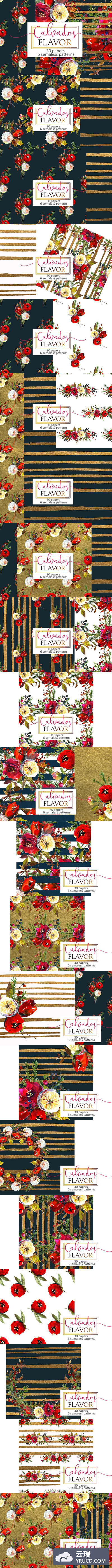 圣诞花纸包装 Christmas floral paper pattern pack