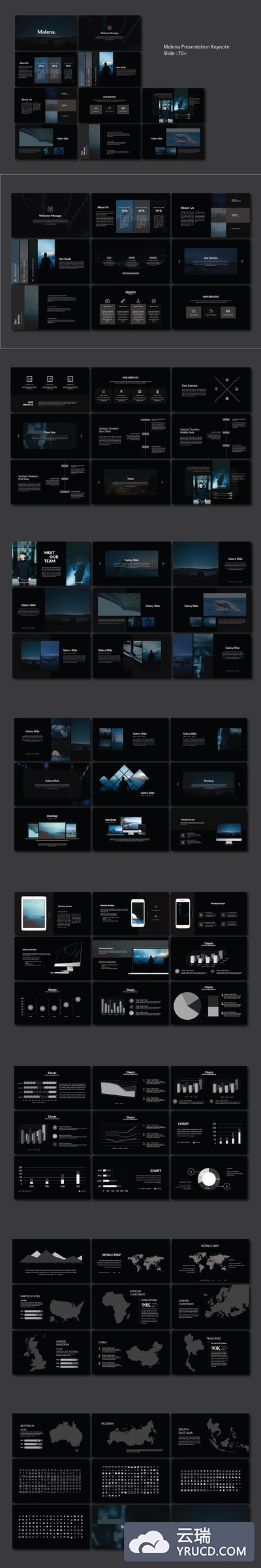 70多个独特的自定义幻灯片模版