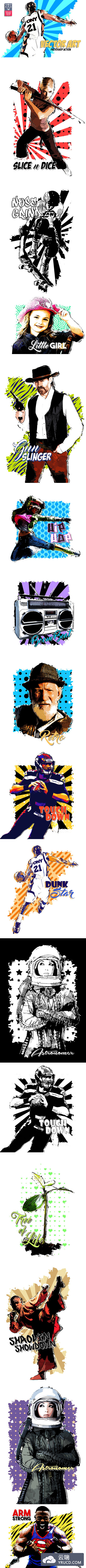 时尚动漫漫画风格的高端矢量艺术PS动作