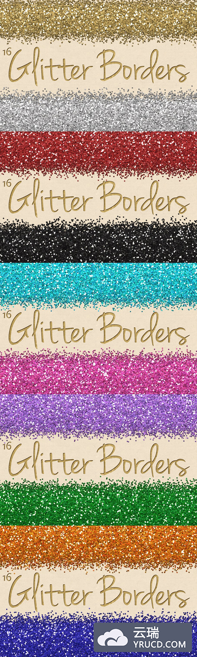 数字闪烁边界素材 Digital Glitter Borders Clipart Pack