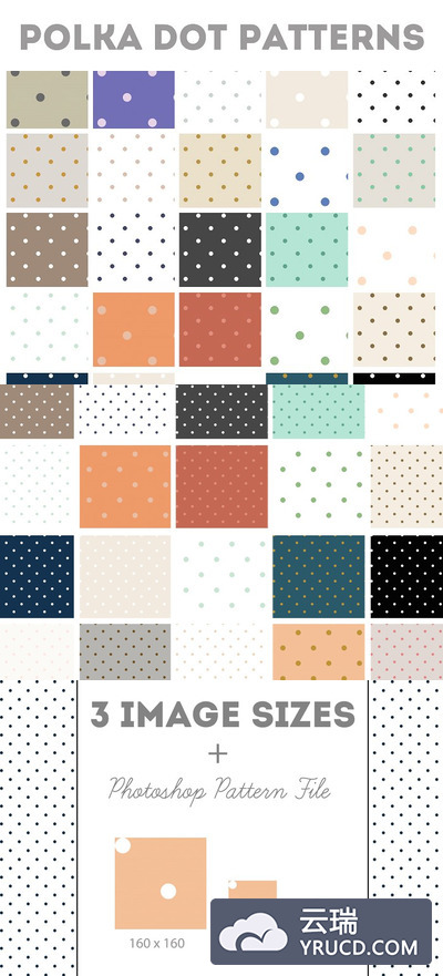 50种波点背景纹理素材 50 Repeating Polka Dot Patterns