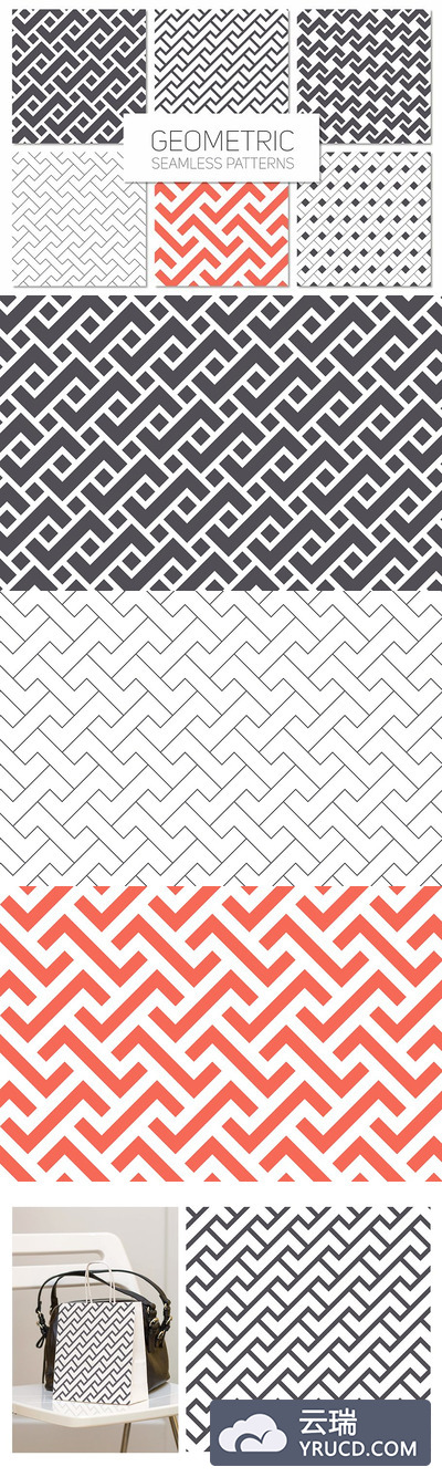 几何无缝图案素材 Geometric Seamless Patterns Set 3