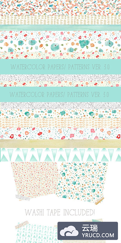 碎花背景纹理素材 Watercolor Patterns 3.0