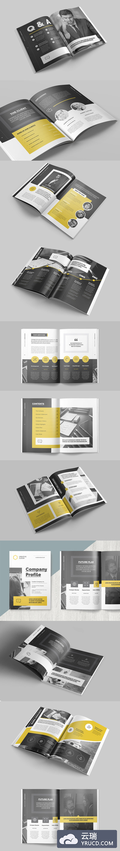 适合任何项目的高品质时尚画册企业简介品牌手册楼书设计模板