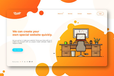 时尚动感高端配色的多彩的巨无霸网页头图banner模板