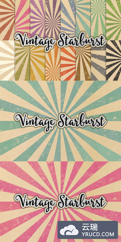 放射形背景纹理素材 Starburst Patterns on Vintage Paper