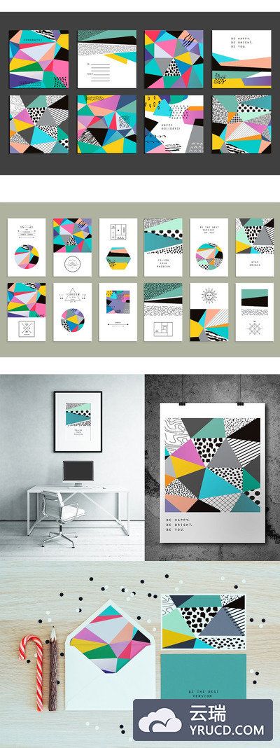 彩色多边形背景图形纹理素材 Poly