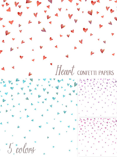 爱心背景纹理素材 Heart Confetti Papers / Background