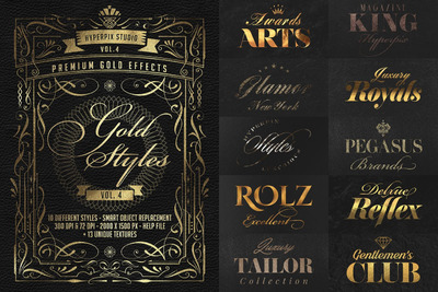 10个时尚大气上档次的土豪金配色质感图层样式大集合