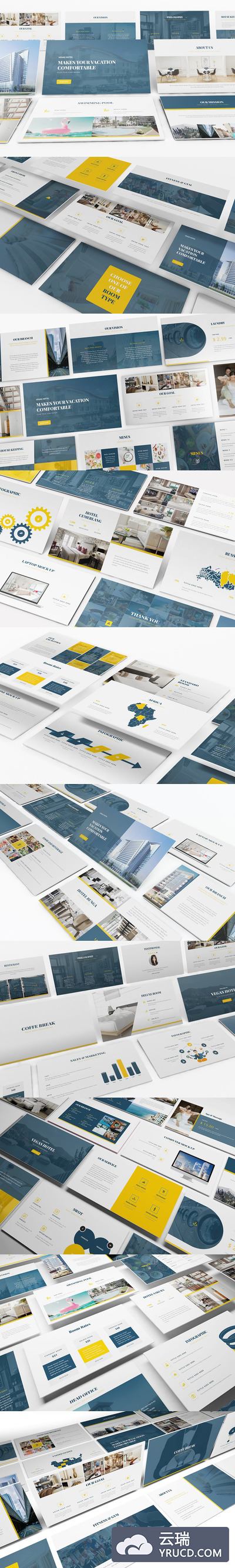 高端时尚酒店家庭住宿房地产powerpoint幻灯片PPT演示模板