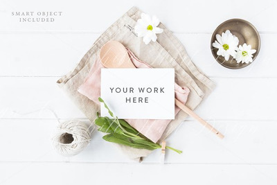 小清新卡片装饰设计展示样机 Styled recipe card mock up - PSD+Jpg