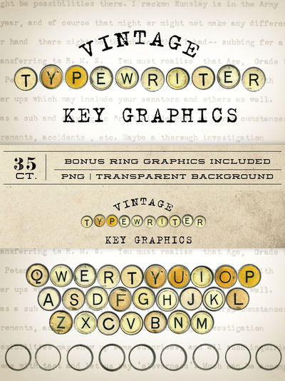 复古打字机字体样式 Vintage Typewriter Key Graphics