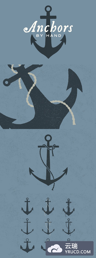 锚等海洋元素素材包 Anchors & Rope - 3 Pack