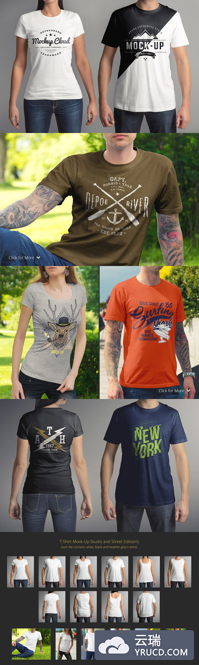 男女T恤设计展示样机 T-Shirt Mock-Up Set
