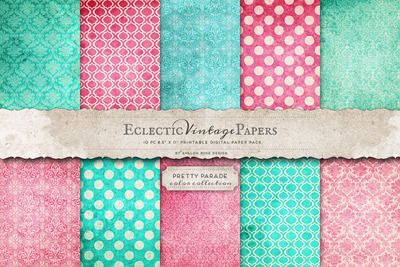 漂亮的喜庆的背景纹理素材 Printable Papers - Pretty Parade