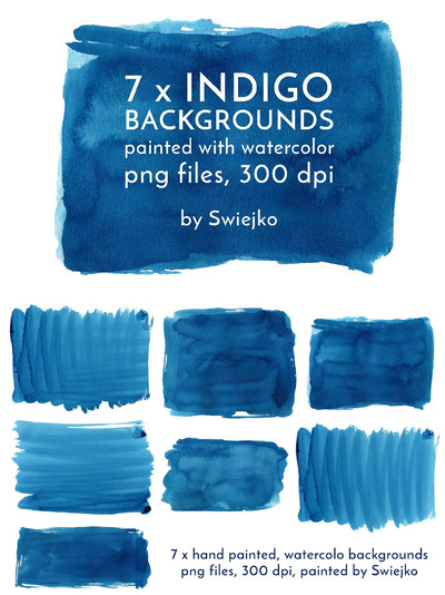 靛蓝水彩画背景纹理 Indigo Watercolor Background