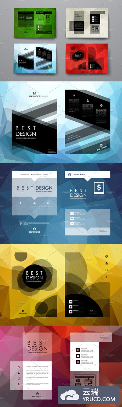 漂亮抽象的画册模板 Set of Beautiful Brochures