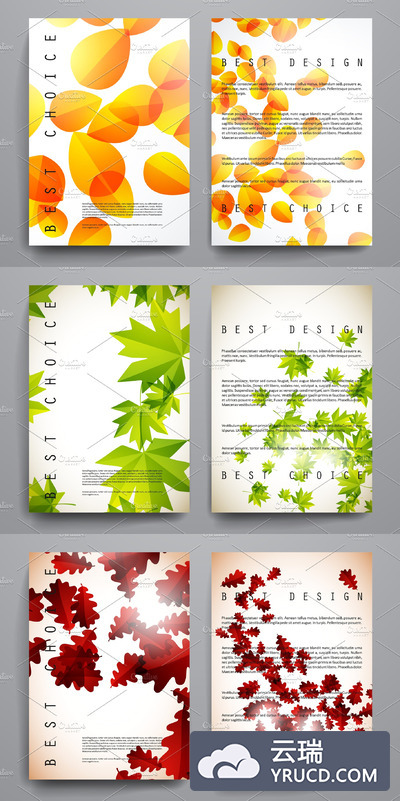 秋季风格的画册样式模板 Set of brochures in autumn style