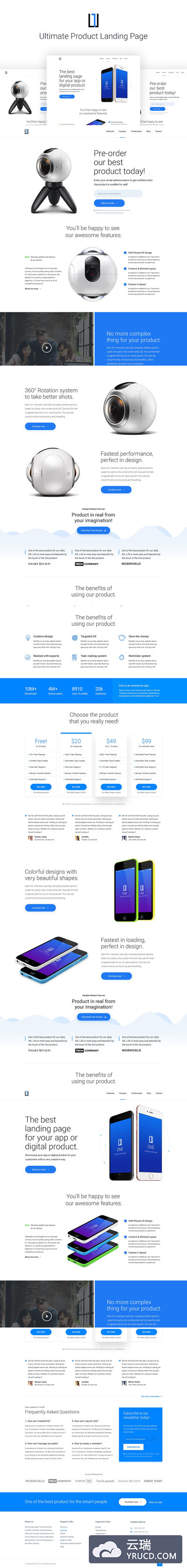 高端时尚简约的终极着陆页PSD设计模板