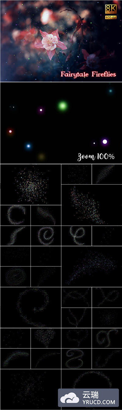 8K级火光艳丽素材包 8K Fairytale Fireflies Overlays