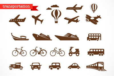 交通工具矢量图标合集 Transportation vector icons set