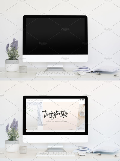 苹果一体机iMac样机 Styled Stock Photo Computer Desktop