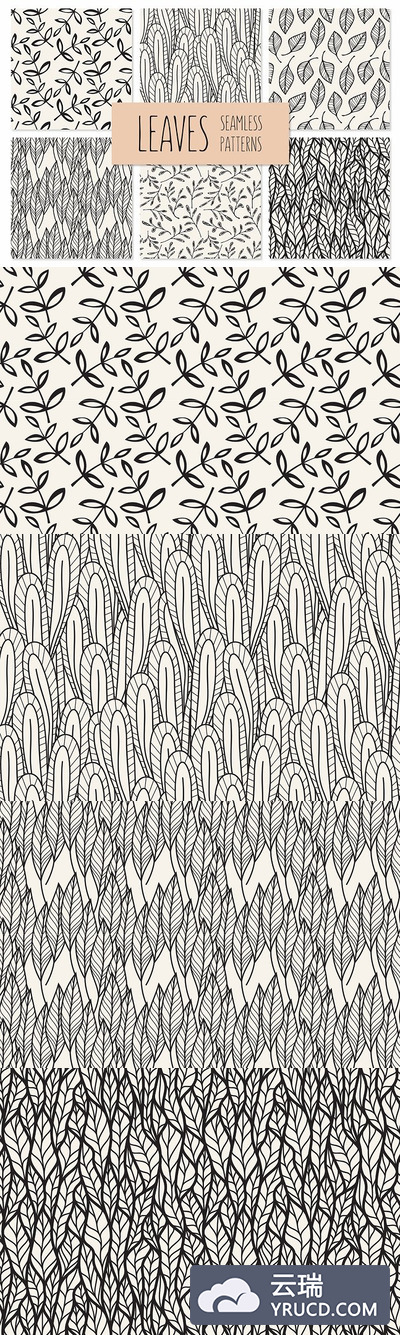 树叶无缝背景纹理素材 Leaves Seamless Patterns Set