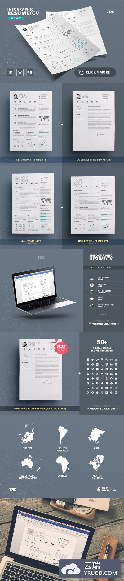 信息图表的简历模板下载 Infographic Resume/Cv Template Vol.6