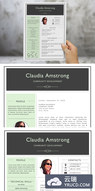 绿色照片简历模板 Green photograph resume template