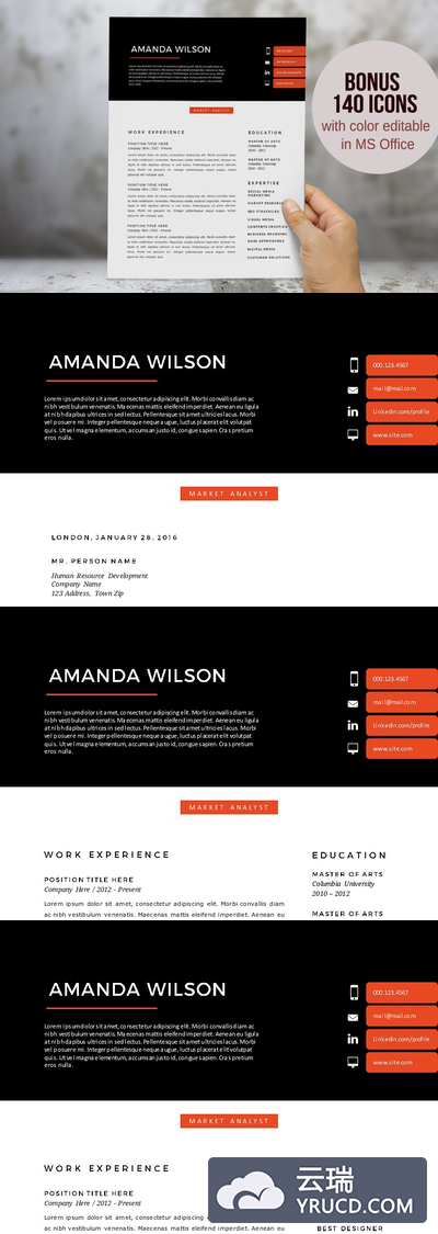 优雅的Word简历模板 Elegant 2 in 1 Word resume template