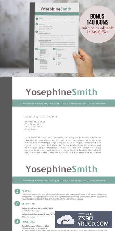 好用规则的简历模板 Left bar 2 in 1 resume template