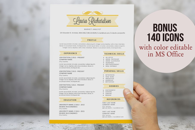 二合一的时尚简历模板 2 in 1 stylish banner Word resume